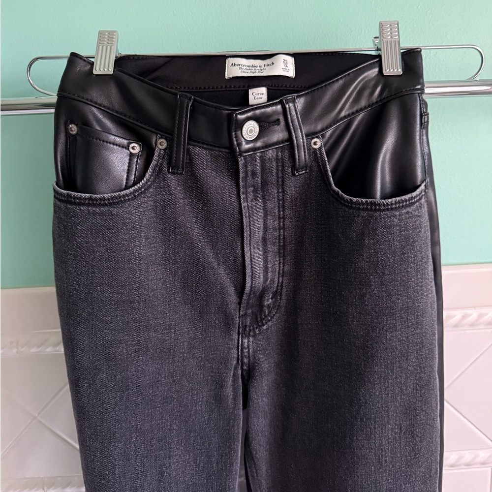 Abercrombie & Fitch Two Toned Leather and Black Jeans - Picture 7 of 13